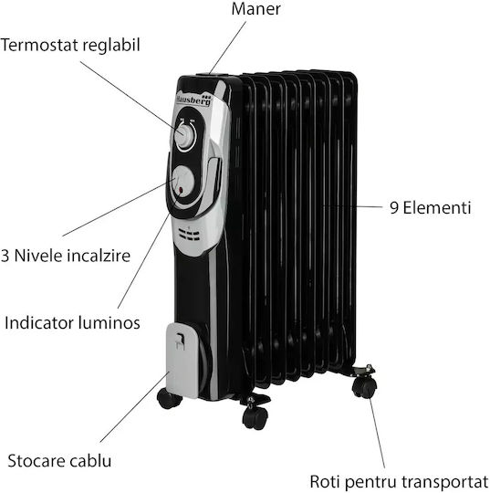 Hausberg Καλοριφέρ Λαδιού με 9 Φέτες 2000W