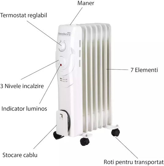 Hausberg Öl-Heizkörper mit 7 Rippen 1500W