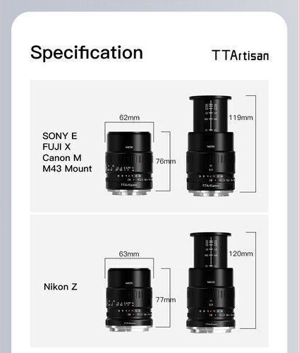TTArtisan Crop Camera Lens 40mm F/2.8 Macro for Micro Four Thirds (MFT) Mount Black
