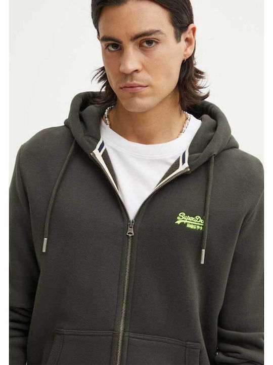 D2 Ovin Cardigan With Hood Dark Gray Green