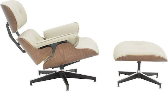Jenna cu Puf din Piele Ecologică Beige-walnut 82x92x82cm