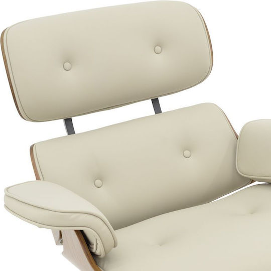 Jenna cu Puf din Piele Ecologică Beige-walnut 82x92x82cm