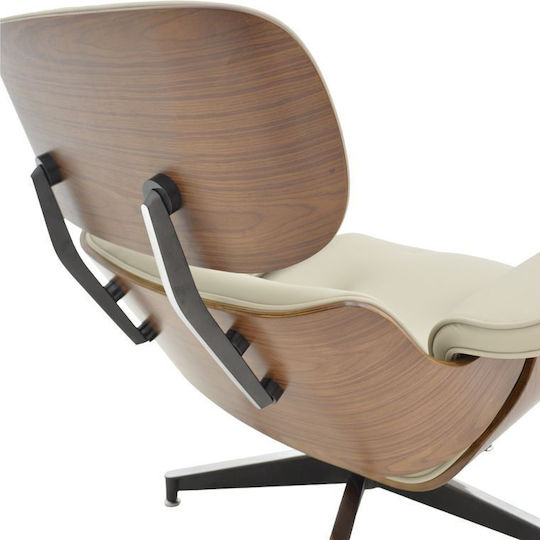Jenna cu Puf din Piele Ecologică Beige-walnut 82x92x82cm