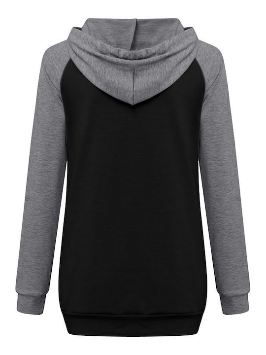 Long-sleeve nursing hoodie (grey, black) (cotton-polyester)