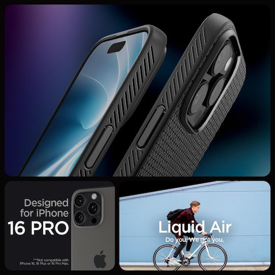 Spigen Liquid Air Umschlag Rückseite Silikon 0.3mm Matte Black (iPhone 17 Pro / iPhone 16 Pro)