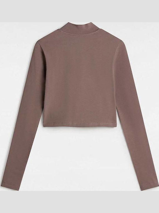 Mini Damen Bluse Langärmelig Taupe