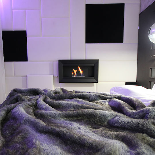 Kratki Charlie Tuv Indoor Wall Mounted Bioethanol Fireplace Black 88x21.5x51cm