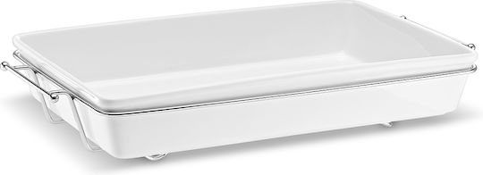 Cryspo Trio Porcelain Rectangular Heat-Resistant Cookware with Stand 42cm