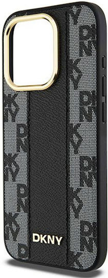 DKNY Leather Checkered Mono Pattern Magsafe Back Cover Δερματίνης / Δερμάτινο Μαύρο (iPhone 15 Pro)