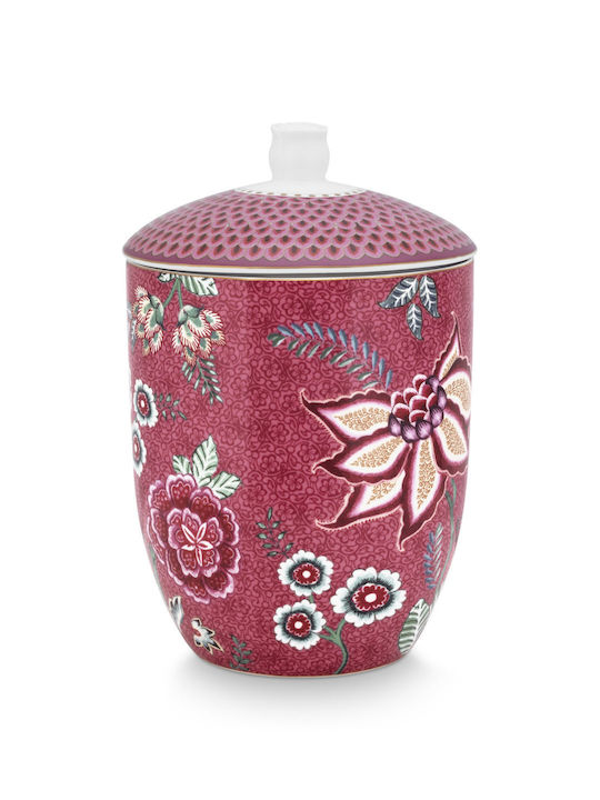 PiP Studio Porcelain Cookie Jar Red Flower Festival 10x10x15cm