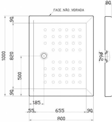 Kolossos Rechteckig Porzellan Dusche x80cm