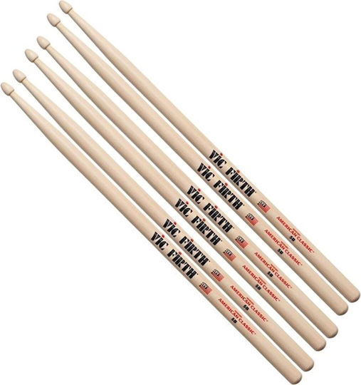 Vic Firth Hickory Drumsticks Drums American 5B with Tip Shape Drop