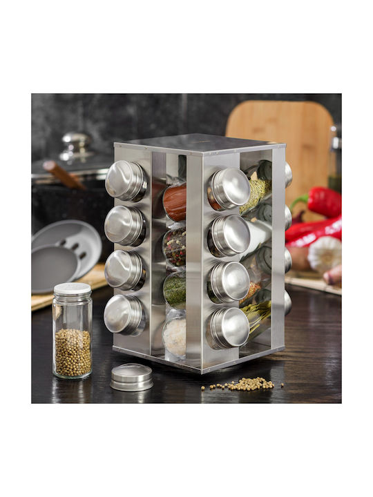 KING Hoff Inox Tabletop Rotating Spice Rack Gray 16pcs