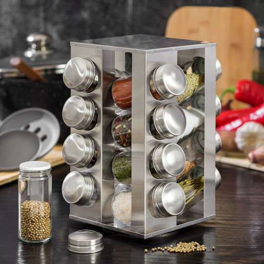 KING Hoff Inox Tabletop Rotating Spice Rack Gray 16pcs