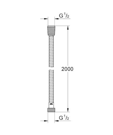 Grohe Metallic Shower Hose Silver Relexa Flex 200cm (1/2")