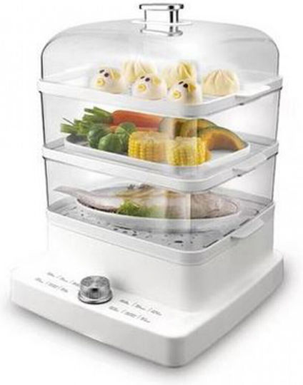 DSP Food Steamer with 3 Steaming Decks 12lt