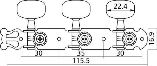 Yellow Parts Tuning pegs for Bass Nickel