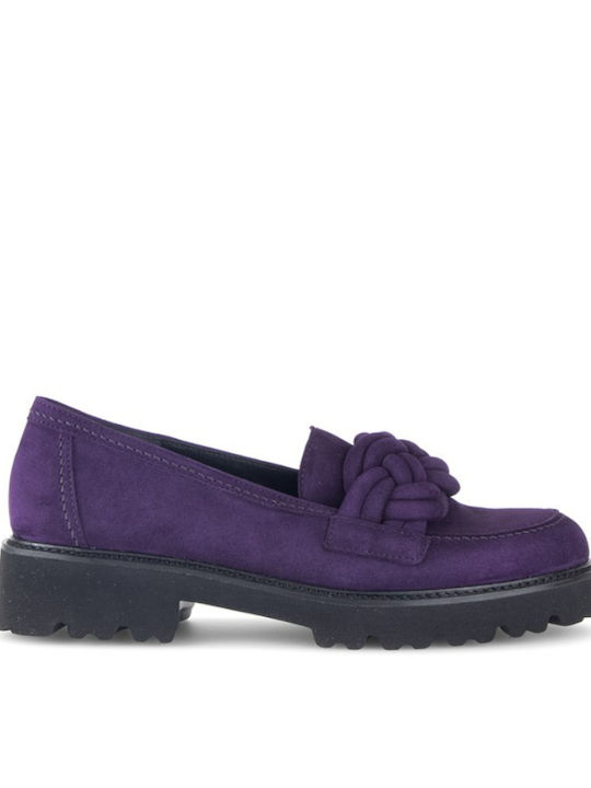 Leather Women's Moccasins in Purple Color
