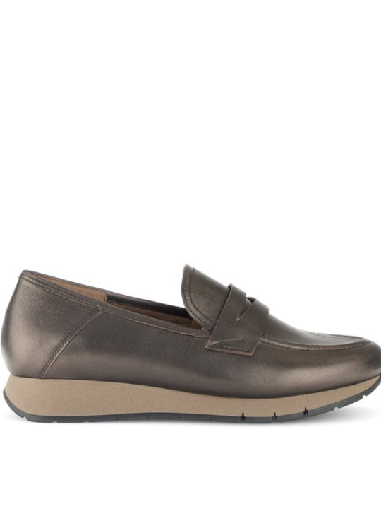 Leather Women's Moccasins in Brown Color