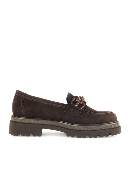 Leder Damen Mokassins in Braun Farbe