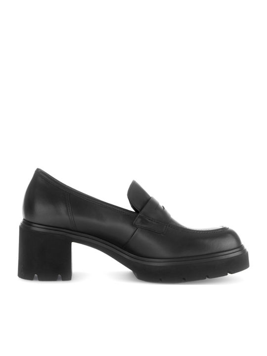 Leder Damen Loafers in Schwarz Farbe