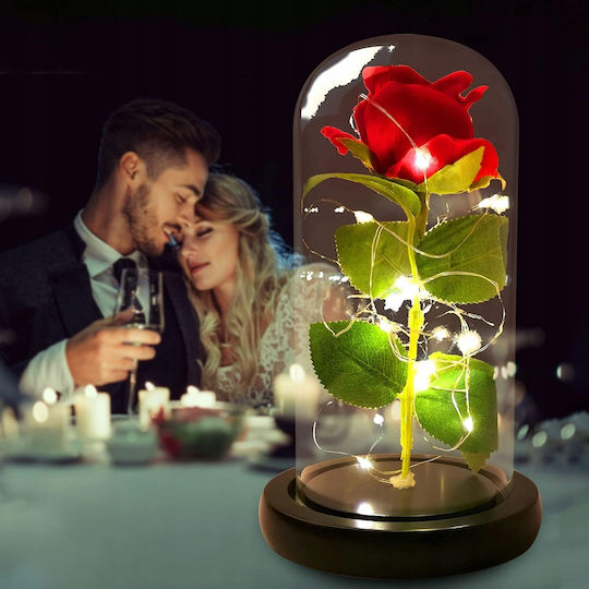 Ewige Rose Rot 21cm mit LED Korbi