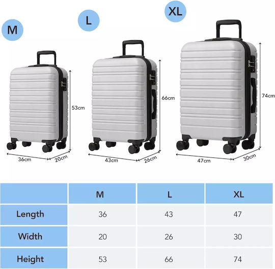 Luggage Куфари Твърди сребърен Максимална Височина 74см. с 4 колела Комплект 3бр