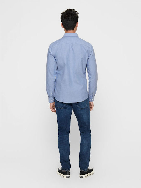 Long-sleeved Cotton Shirt Cashmere Blue