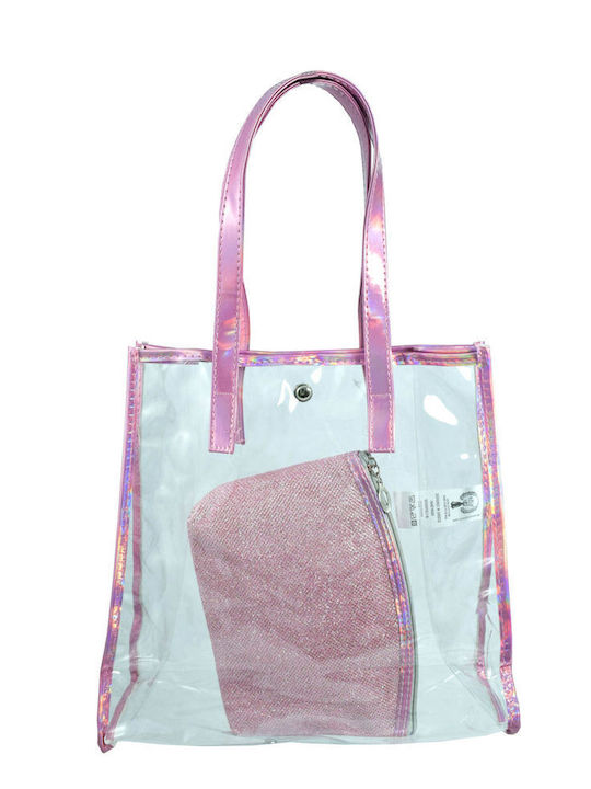 Fabric Beach Bag Waterproof with Necessaire Silver