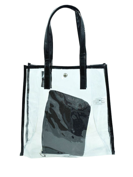 Stoff Strandtasche mit Kulturtasche Silber 2017