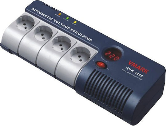 VMARK RVK-1000VA Pro Compact Stabilizator de Tensiune Releu cu 4 Prize Curent