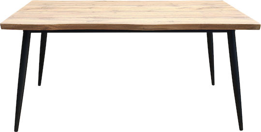 Amadora Трапезна Маса Дървена с Метален Рамка Натурален/Черен 160x80x75см