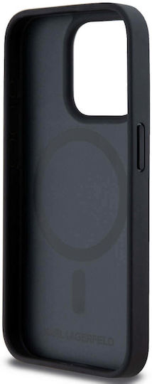 Karl Lagerfeld Karl Head Umschlag Rückseite Leder Schwarz (iPhone 15 Pro)