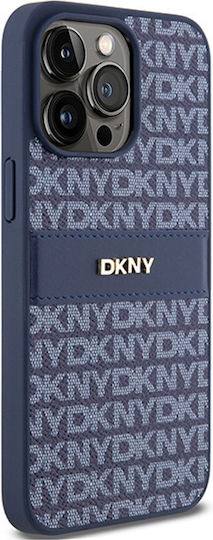 Θήκη Dkny Pu Leather Repeat Pattern Tonal Stripe Case Apple Iphone 15 Pro Max 6.7" Blue