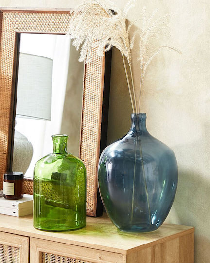 Beliani Διακοσμητικό Βάζο Glas Blau 1Stück