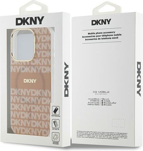 DKNY Repeat Pattern Tonal Stripe Back Cover Plastic / Silicon 0.5mm Roz (iPhone 15 Pro)