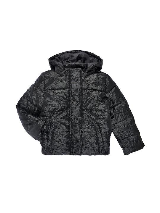 Guess Kids Quilted Jacket with Hood Black