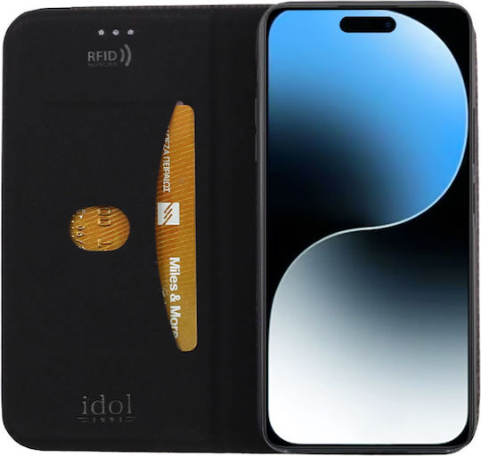 Idol 1991 Elite Anti-rfid Book Synthetic Leather / Silicone Black (iPhone 16)
