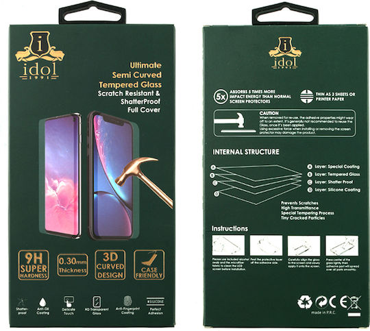 Idol 1991 5g 3D 0.3mm Full Face Tempered Glass Black (Vivo V29 Lite)