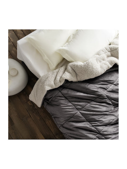 Gofis Home Комбинирано одеяло Единично 170x220бр Teddy Mystic Grey 300 г/м²Gsm