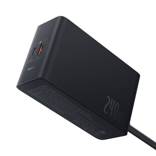 Baseus Charging Stand GaN with USB-A Port and 3 USB-C Ports 240W Quick Charge 4.0 in Black color (P10163901113-00 )