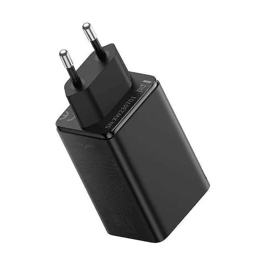 Baseus Charger Without Cable GaN with 2 USB-A Ports and 2 USB-C Ports 65W Power Delivery Blacks (GAN6 Pro)