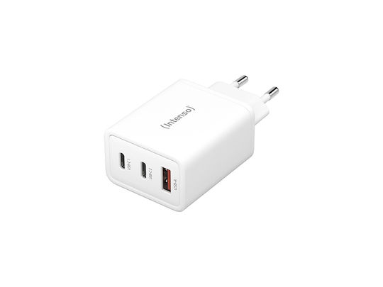 Intenso Wireless Charger GaN With USB-A Port And 2 USB-C Ports 65W White