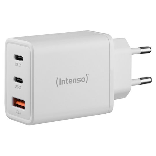 Intenso Wireless Charger GaN With USB-A Port And 2 USB-C Ports 65W White