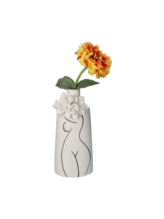 ArteLibre Vază Decorativă Porțelan Ecru 11x10x25cm 1buc