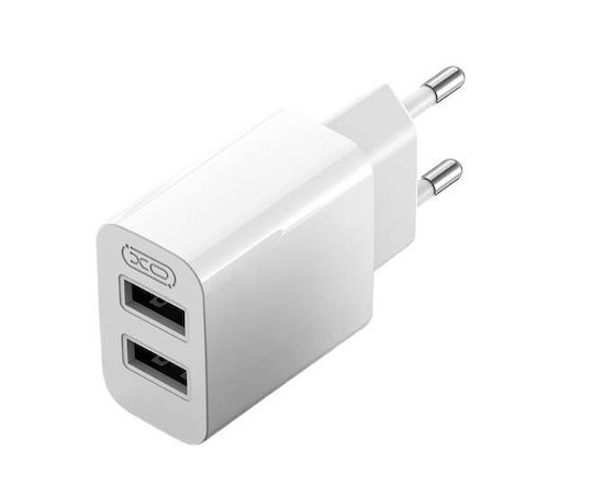 XO Charger Without Cable with 2 USB-A Ports Whites (L109)