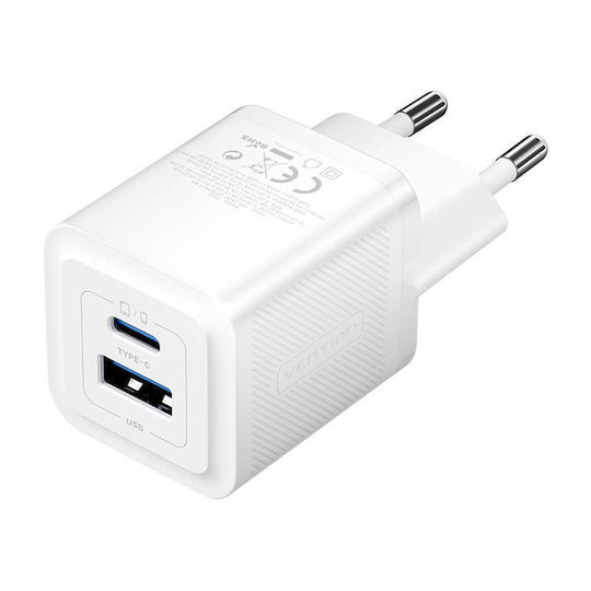 Vention Φορτιστής Χωρίς Καλώδιο GaN με Θύρα USB-A και Θύρα USB-C 30W Power Delivery / Quick Charge 3.0 Λευκός (FEQW0-EU)