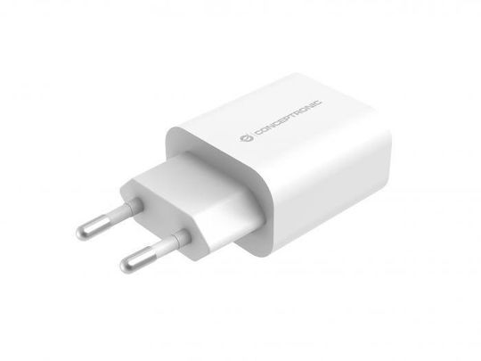 Conceptronic Ladegerät ohne Kabel mit USB-C Anschluss 20W Stromlieferung Weißs (ALTHEA07W)