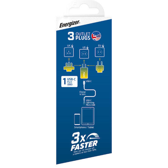 Energizer Energizer Handyladegerät Ohne Kabel GaN mit USB-C Ausgangsanschluss 20W Stromlieferung Walnut Burl (A20MU)