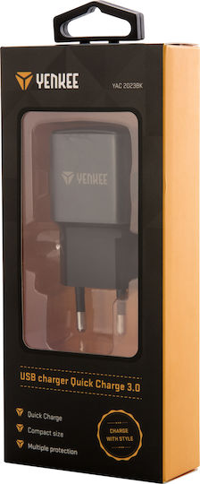 Yenkee Безжичен Заряден Уред с USB-A Изходен Порт Черен (YAC 2023BK)